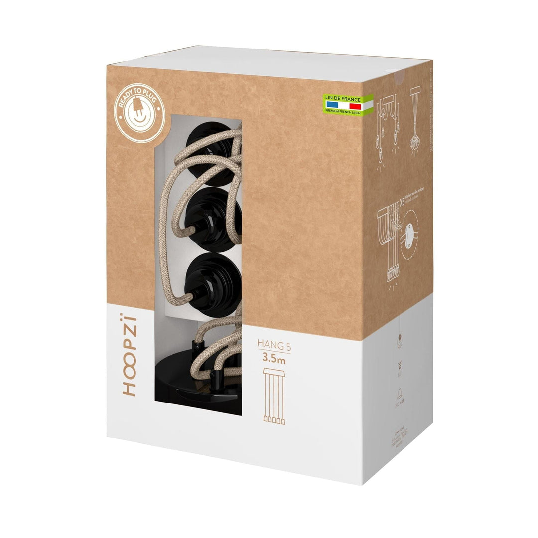 Hang-5 Suspension Plafonnier en Lin Français 5 Fils 3,50m Hoopzi