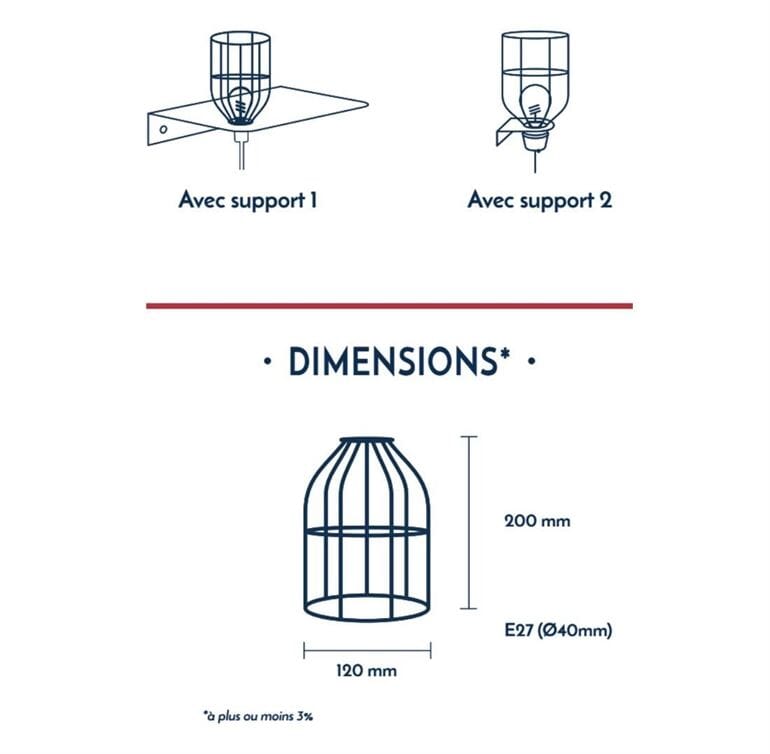 KIT Bala + Cage Fil Electrique Luminaire et son abat-jour Hoopzi