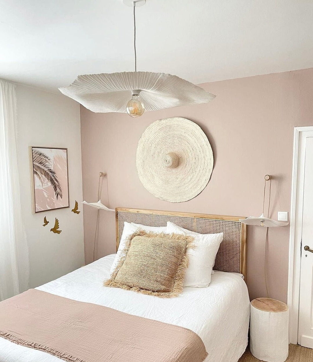 Suspension luminaire Hang 3 en matière naturelle tissée Hoopzi