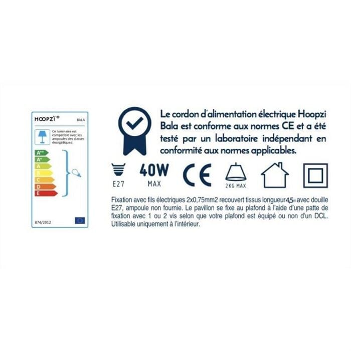 Exclusivité Internet Bala NATURE - Fil Electrique Tissu Bala - 4,5m Bala Hoopzi