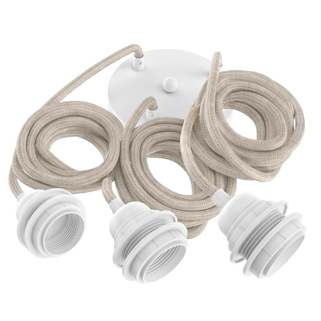 Hang-3 Suspension Plafonnier en Lin Français - 3 Fils 2,50m Hoopzi