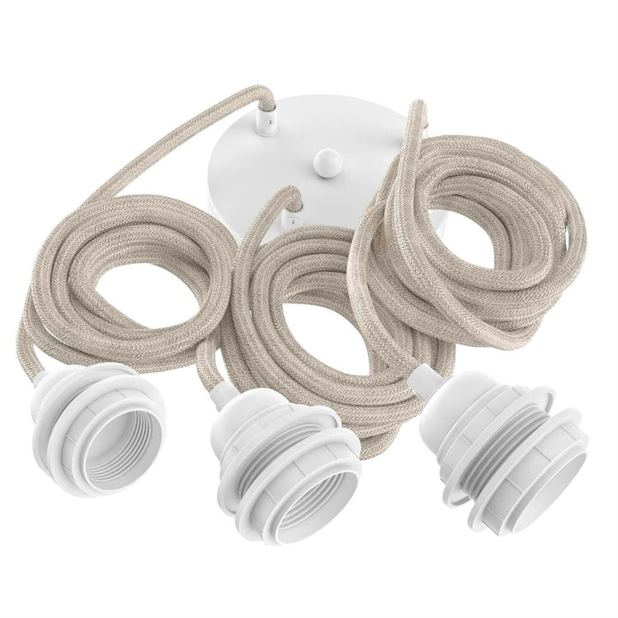 Hang-3 Suspension Plafonnier en Lin Français - 3 Fils 2,50m Hoopzi
