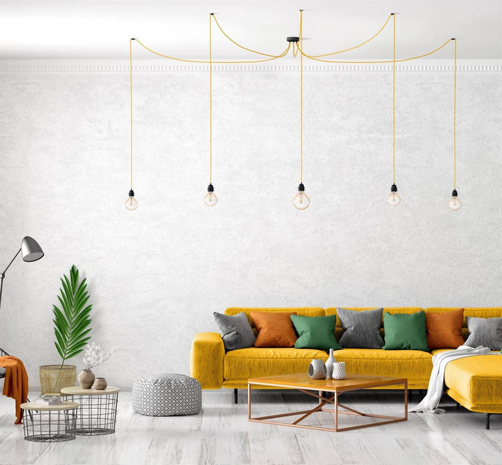 Hang-5 Suspension Plafonnier en Lin Français 5 Fils 3,50m Hoopzi