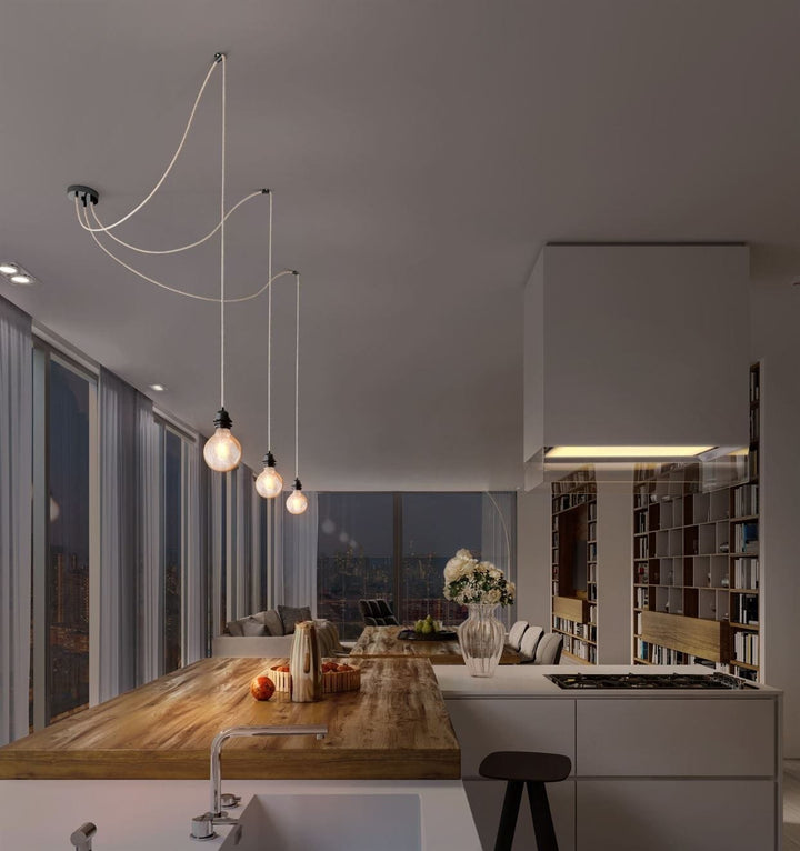 Suspension luminaire Hang-3 en lin Hoopzi