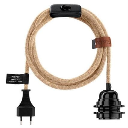Cable électrique pour suspension- Noir et Jute