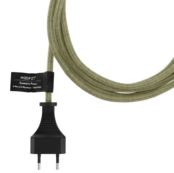 Suspension luminaire en lin brut avec cordon textile naturel