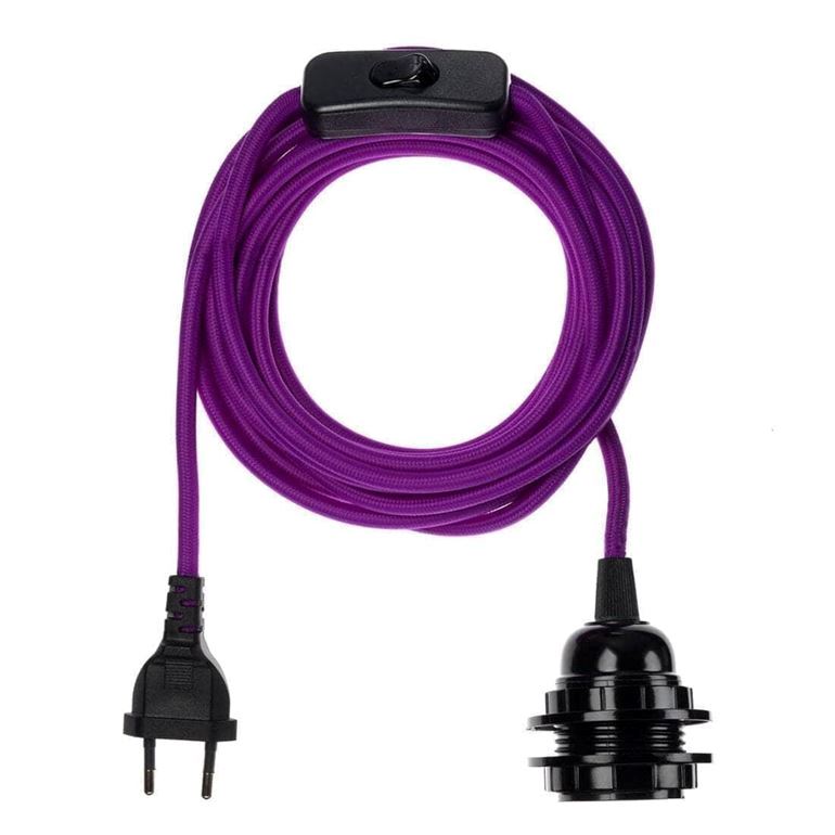 Exclusivité Internet Bala COULEURS - Fil Electrique Tissu - Luminaire 4,5m Hoopzi bala-couleur-exclu-magenta
