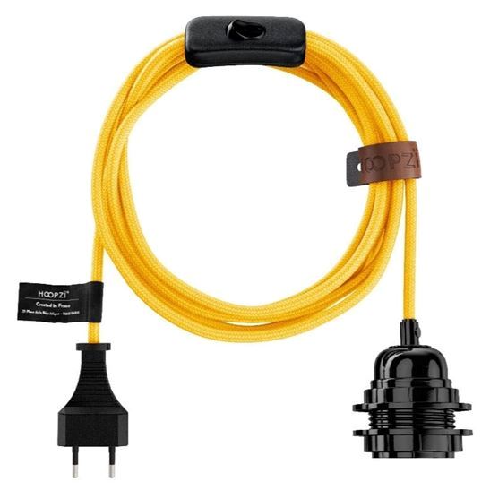 Suspension BALA Couleur - Cordon Naturel Tissé - 4,5 m Hoopzi bala-couleur-jaune
