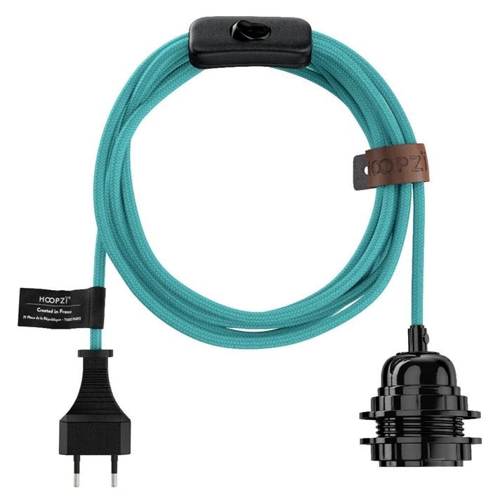 Suspension BALA Couleur - Cordon Naturel Tissé - 4,5 m Hoopzi bala-couleur-turquoise