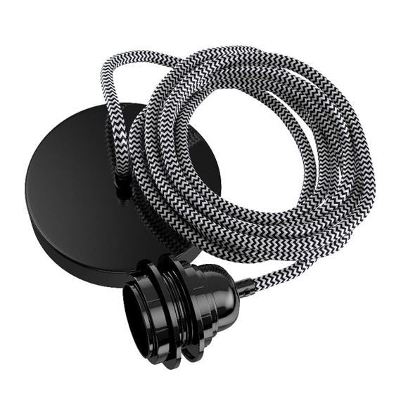 Hang-1 Suspension Plafonnier 1 Fil 2,50m Hoopzi hang-1-zigzag-noir-et-blanc
