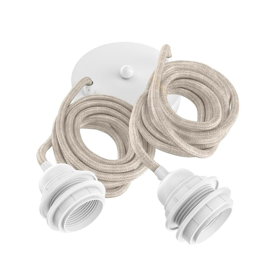 Hang-2 Suspension Plafonnier en Lin Français - 2 fils 2,50m Hang Hoopzi hang-2-lin-brut-blanc