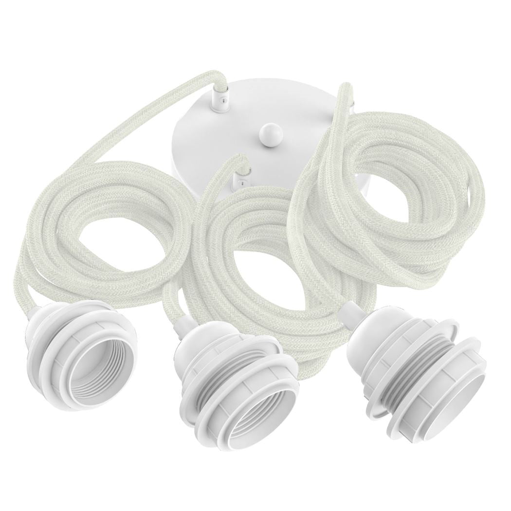 Hang-3 Suspension Plafonnier en Lin Français - 3 Fils 2,50m Hoopzi hang-3-lin-blanc