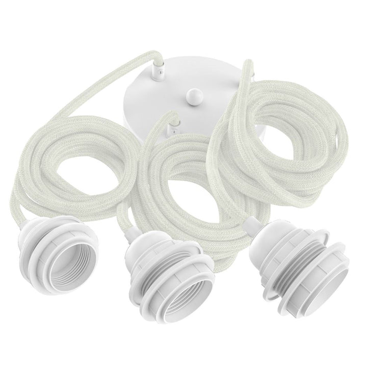 Hang-3 Suspension Plafonnier en Lin Français - 3 Fils 2,50m Hoopzi hang-3-lin-blanc