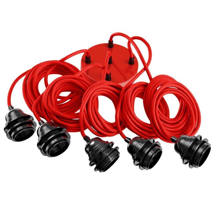 Hang-5 Suspension Plafonnier 5 Fils 3,50m Hoopzi hang-5-rouge
