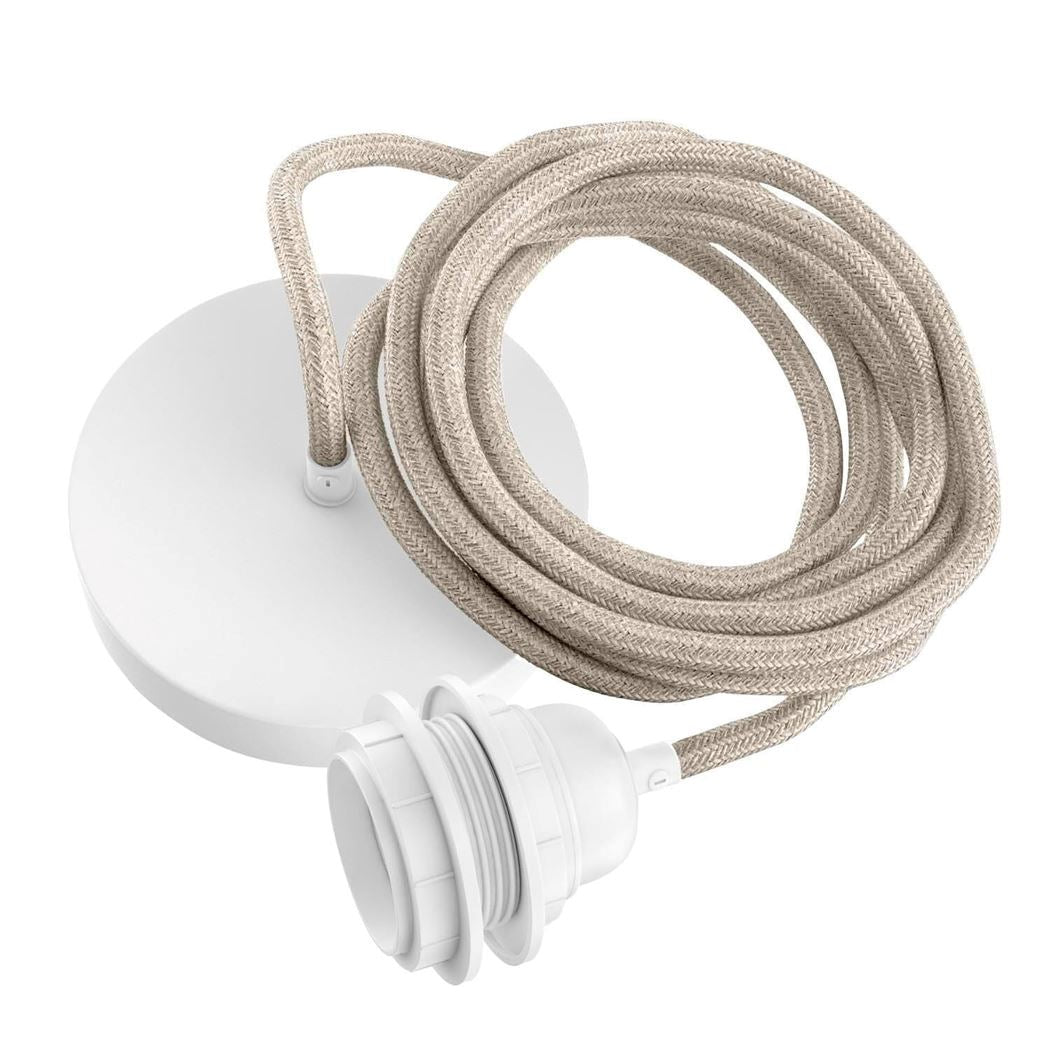 Suspension luminaire Hang-1 en lin Hang Hoopzi hang1-lin-brut-blanc