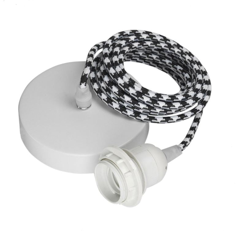 Fin de série Hang 1 - Suspensions 1 fil 3m Hang Hoopzi serie-pied-de-poule-noir-et-blanc