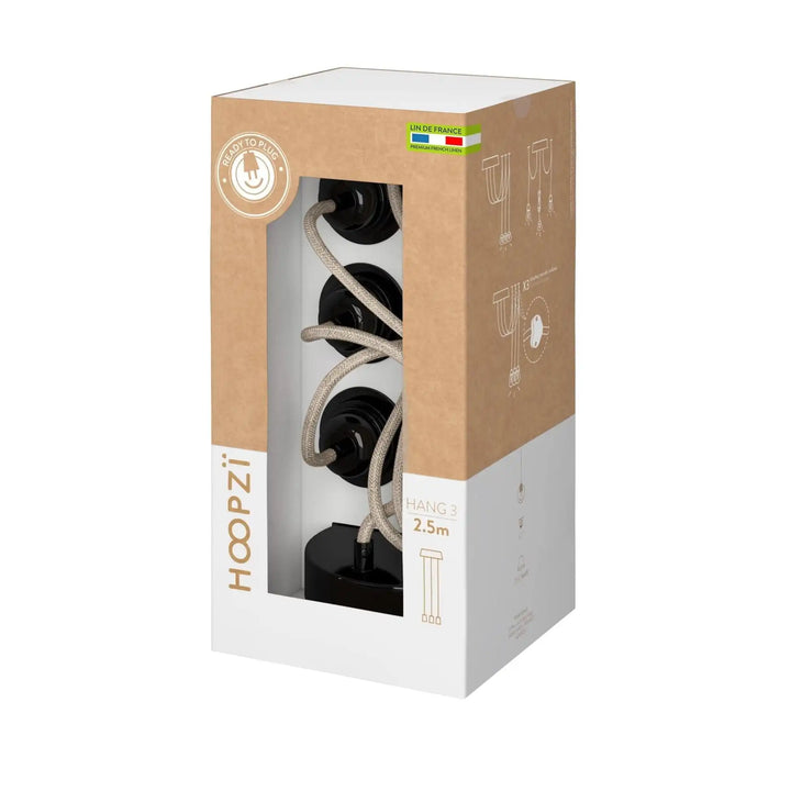 Sospensione luminosa Hang-3 in lino