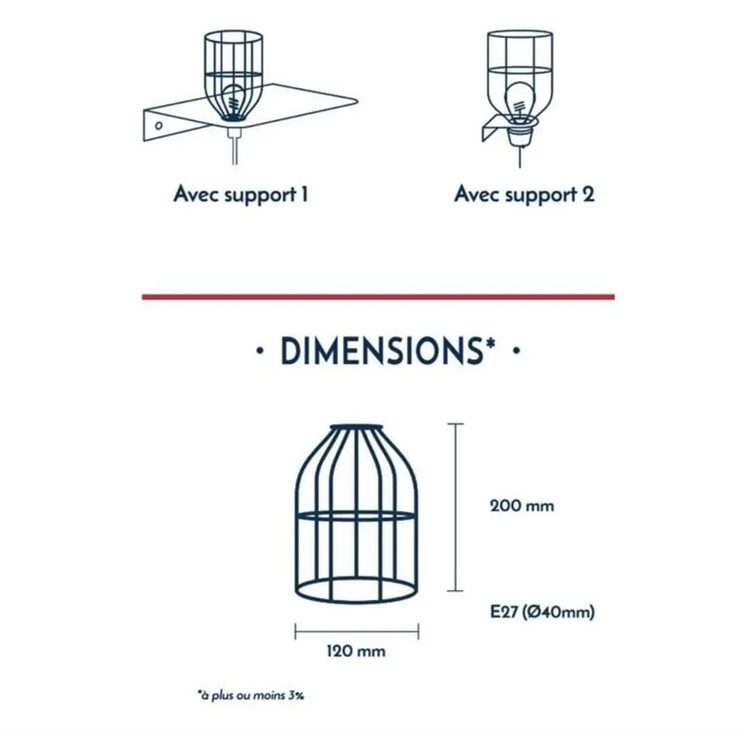 Kabelset Leuchte BALA + Industrieller Lampenschirm CAGE