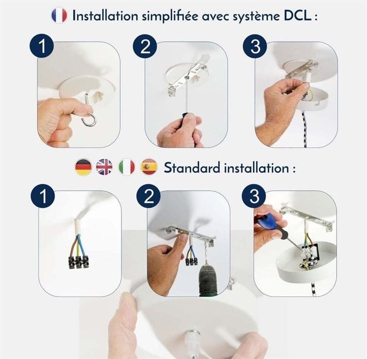 Guide d'installation du luminaire en ficelle brute avec système DCL et douilles E27