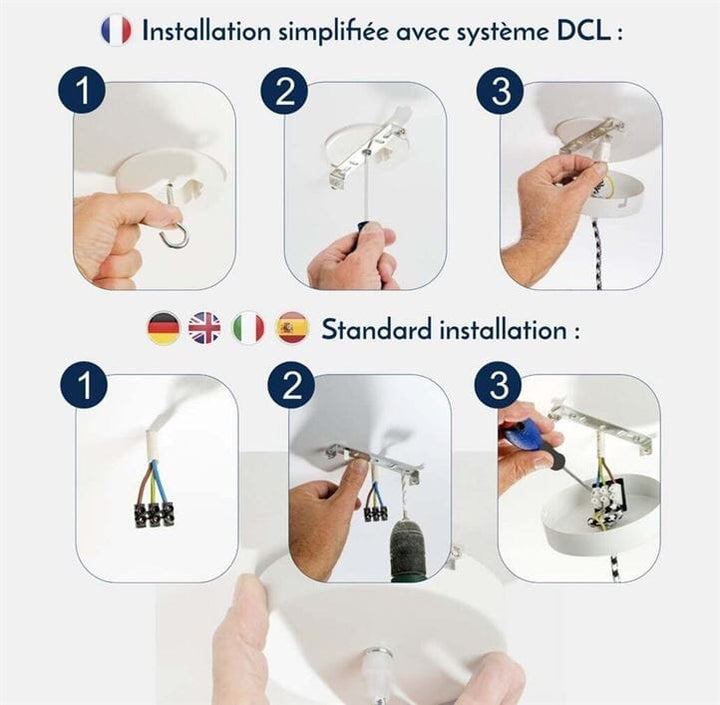 Guide d'installation du luminaire en ficelle brute avec système DCL et douilles E27