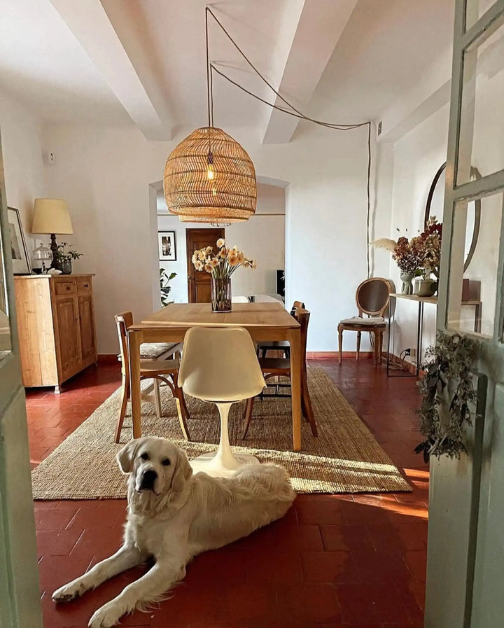 Hang 5 pendant light in woven natural material