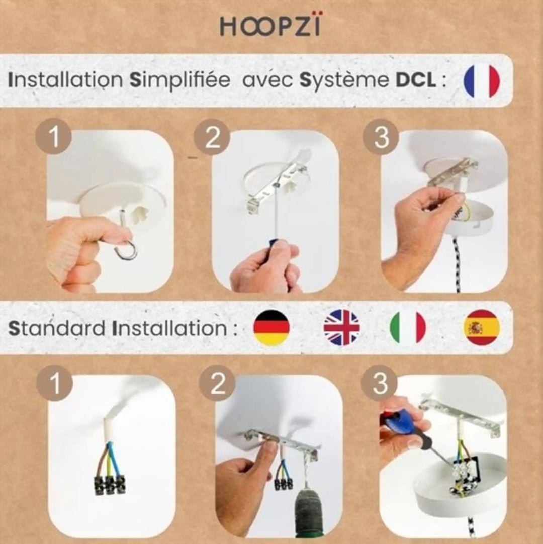 Suspension luminaire HANG 5 – Câbles tissés en ficelle brute