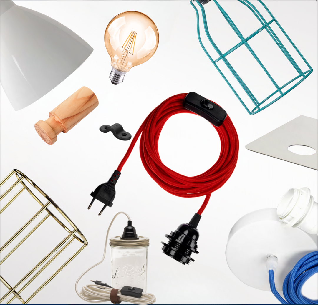 Suspension colorée rouge douille - ampoule et accessoires luminaires