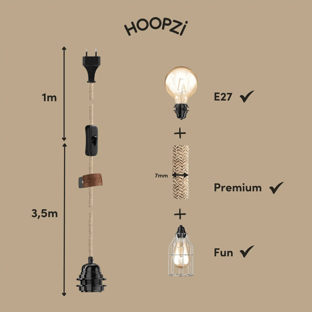 Câble luminaire Bala 4,5 m – Lampe baladeuse design en lin tissé