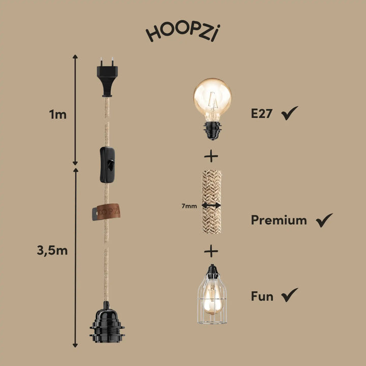 Câble luminaire Bala 4,5 m – Lampe baladeuse design en lin tissé