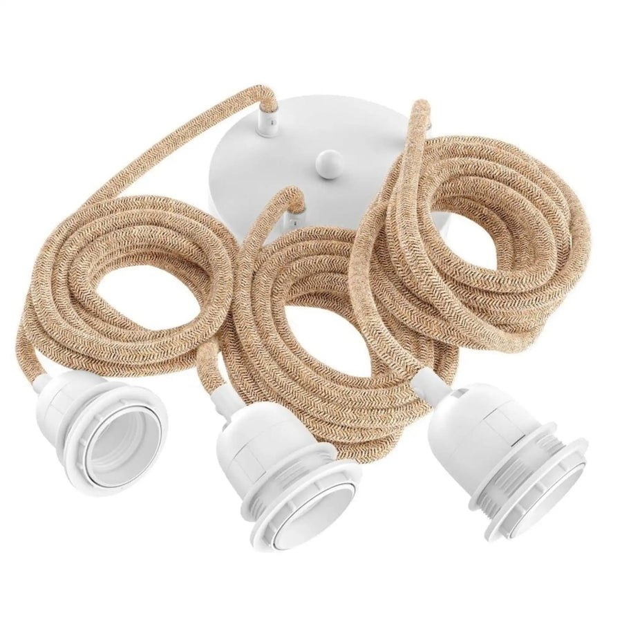 Suspension corde, matière naturelle, 3 ampoules, douilles blanches HANG de HOOPZI