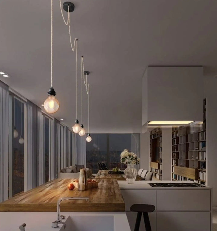 Sospensione per Illuminazione Hang 2 in spago grezzo