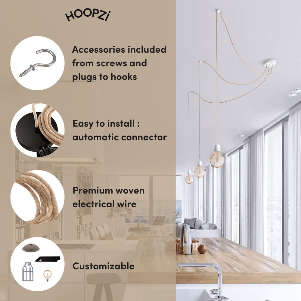 Suspension luminaire lin naturel design