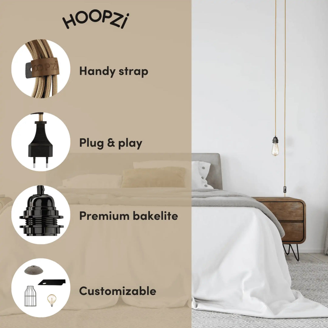 Exclusivité Internet BALA avec motifs - Fil Electrique Tissu - Luminaire 4,5m