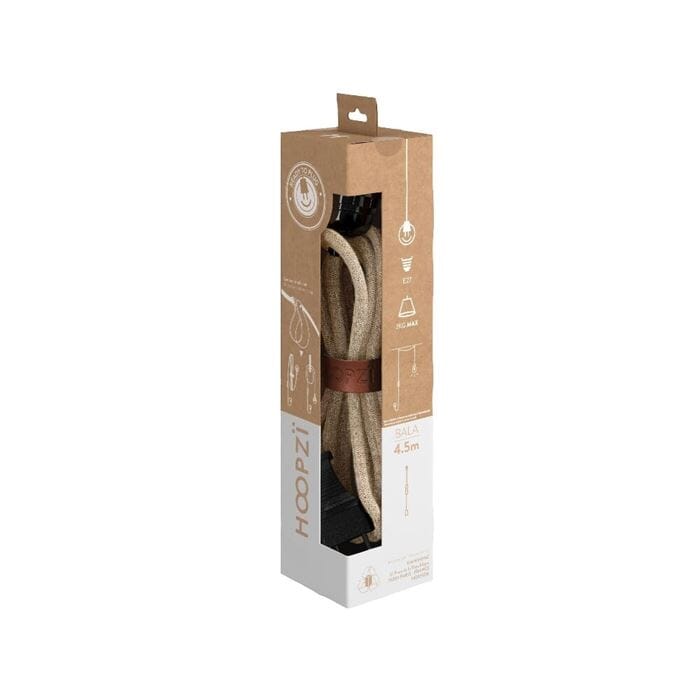 Suspension luminaire en lin avec socle noir dans son emballage