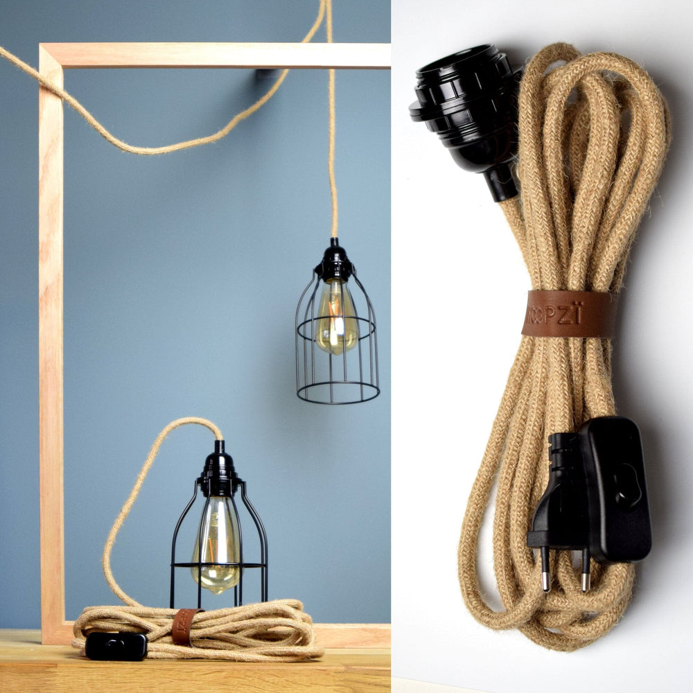 Suspension métal noir avec lampe baladeuse Hoopzi