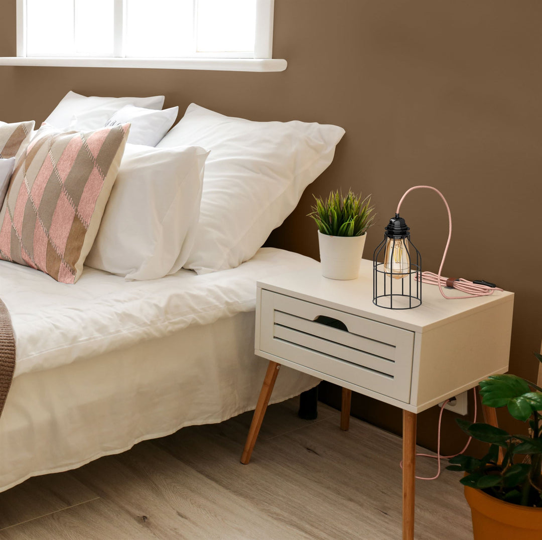 Suspension murale avec applique en métal et fil tissu rose pour chambre