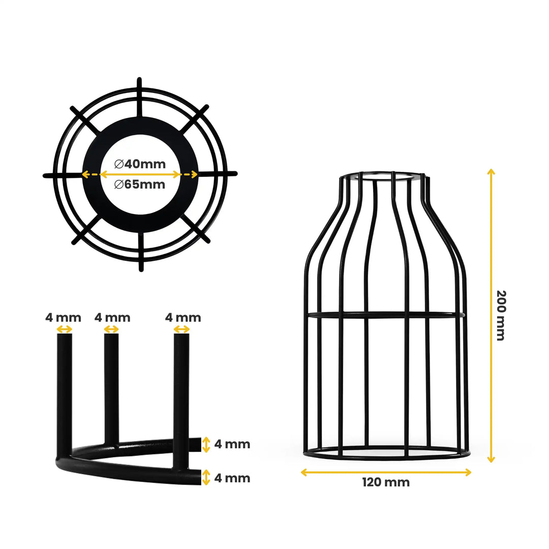 BALA lichtkabelset met CAGE metalen lampenkap – industriële stijl