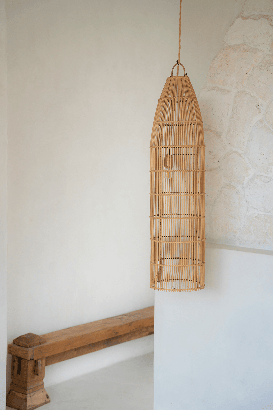 Abat-jour suspendu en rotin Bali Fish Filet  – Luminaire bohème chic