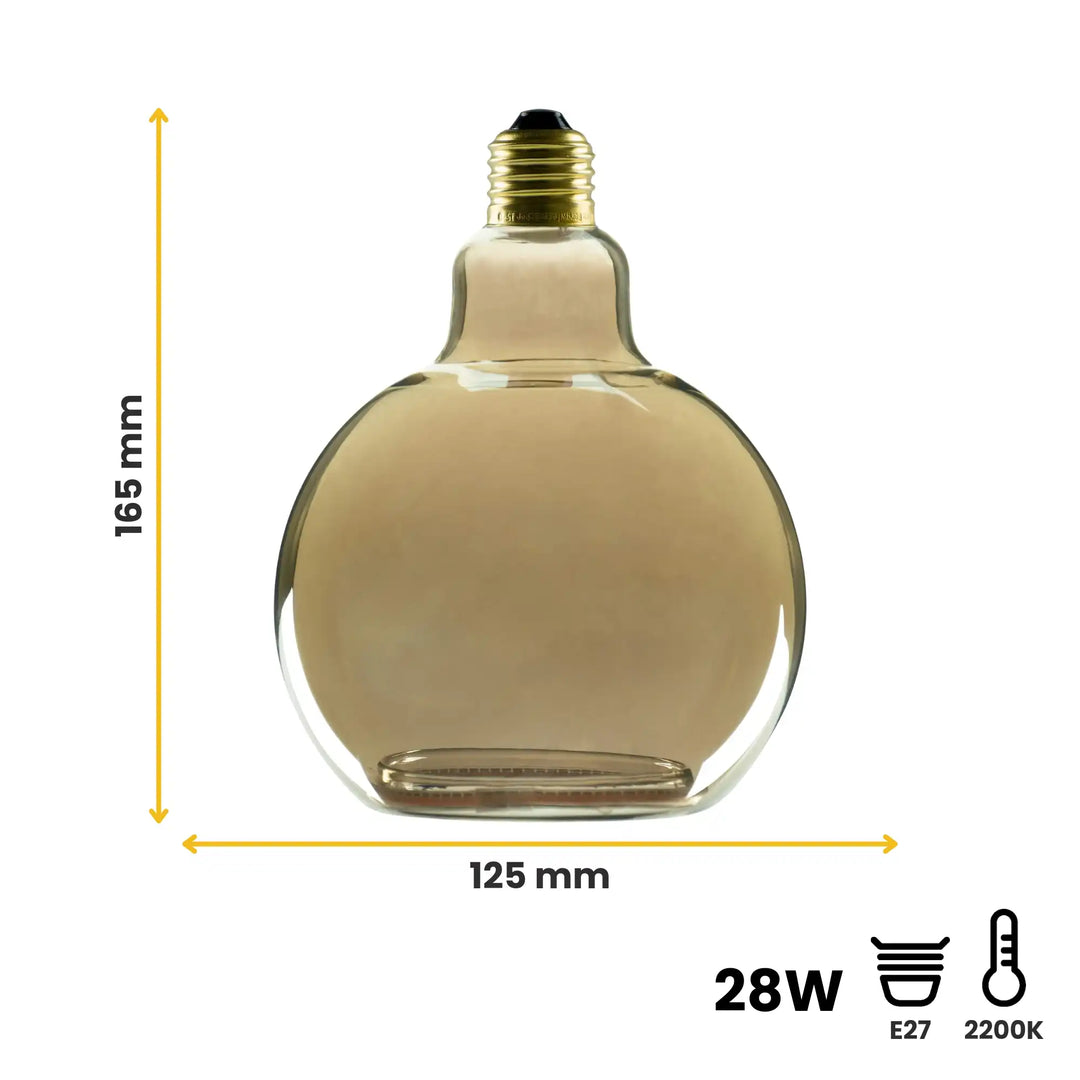 Dimensions ampoule LED Floating Globe fumé, diamètre 125