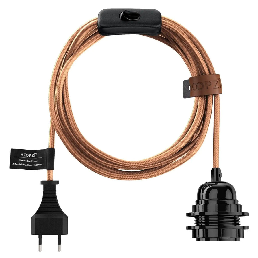 Lampe baladeuse câble luminaire cuivre à suspendre, à poser ou à enrouler
