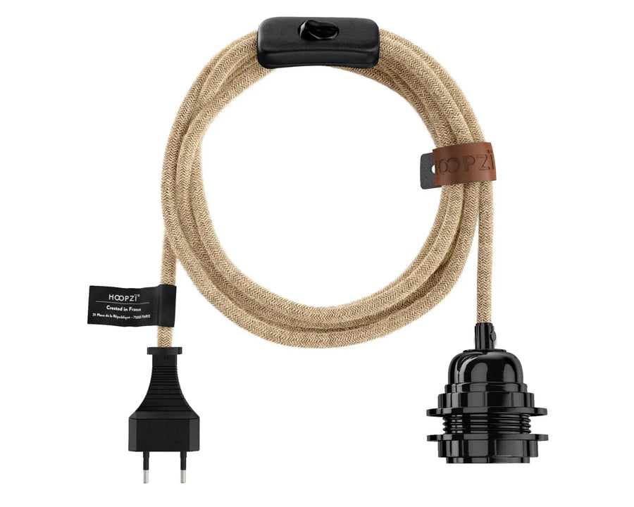 Câble luminaire BALA 4,5 m Ficelle – Lampe baladeuse design en tissu tissé Bala Hoopzi bala-nature-ficelle 