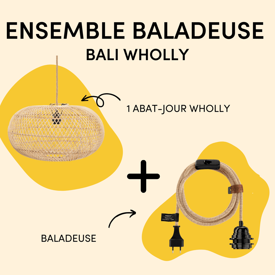Ensemble luminaire Bali Wholly Abat-jour Hoopzi Baladeuse 