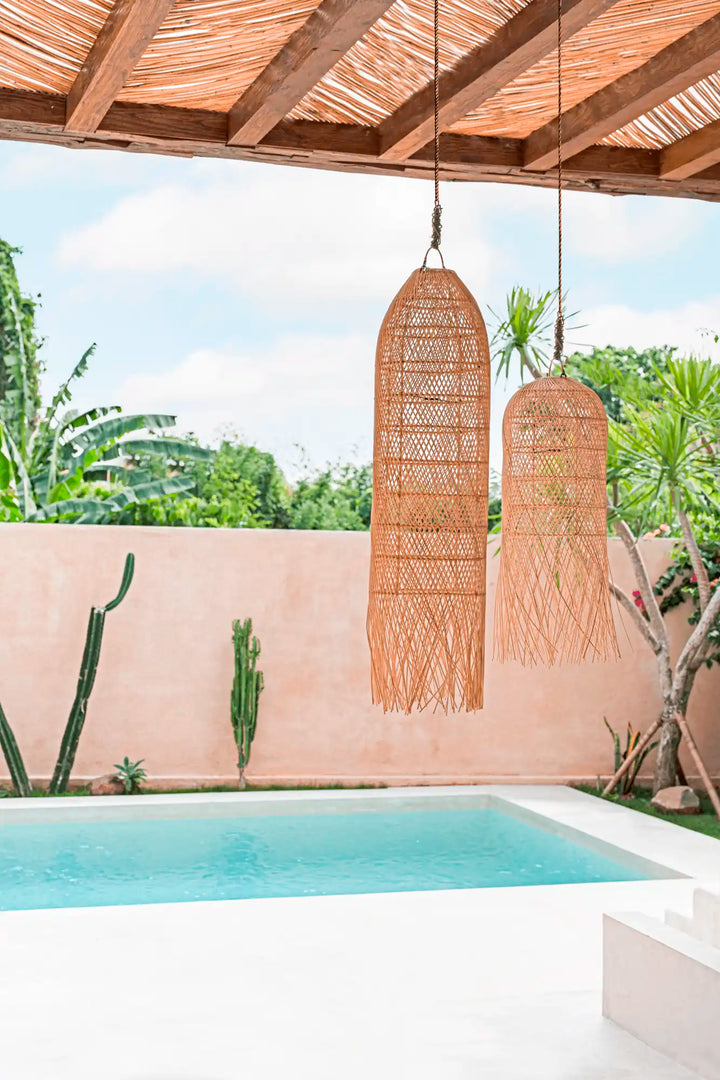 Abat-jour suspendu en rotin Bali Squid – Luminaire bohème chic