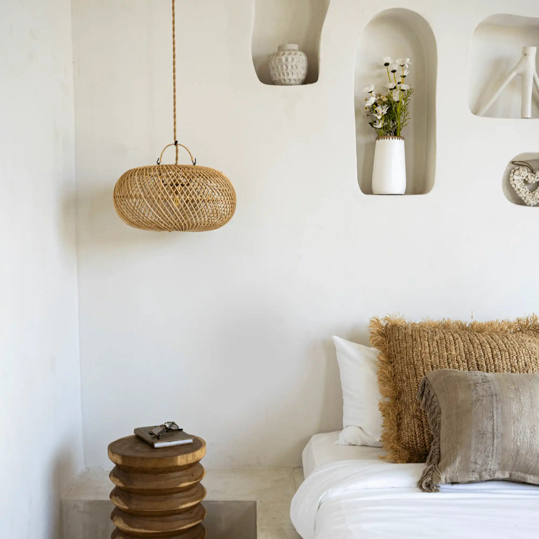 Abat-jour en rotin Bali Wholly – Suspension bohème chic artisanale
