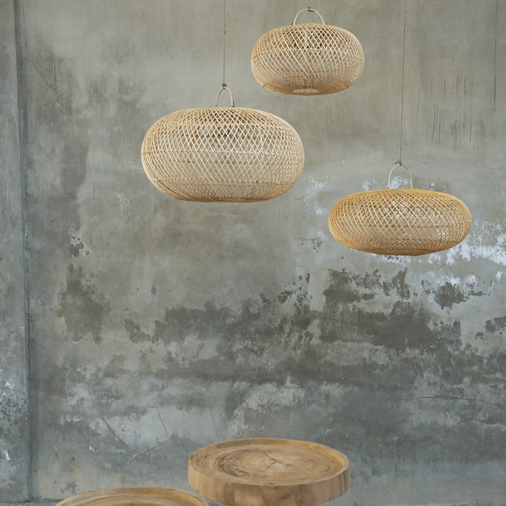 Hang 5 pendant light in woven natural material