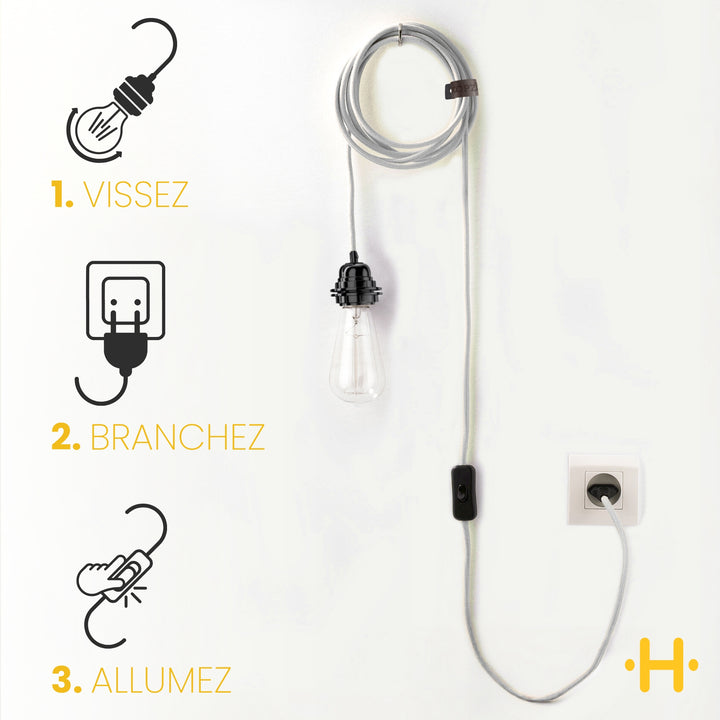 Lampada portatile Bala in spago grezzo