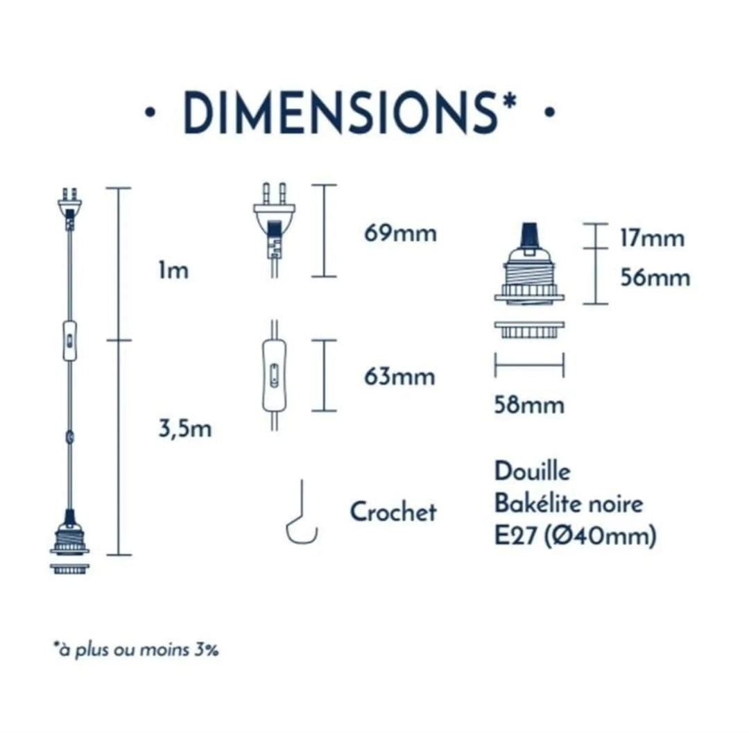 Kabelset Leuchte BALA + Industrieller Lampenschirm CAGE