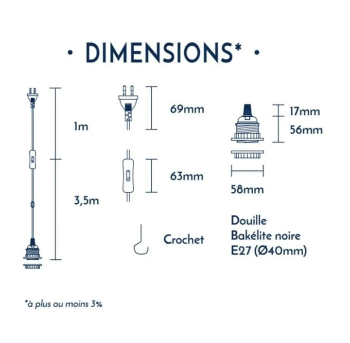 Kabelset Leuchte BALA + Industrieller Lampenschirm CAGE