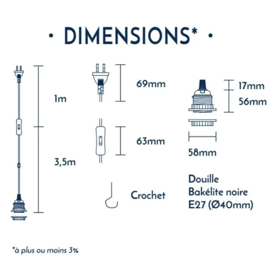 Exclusivité Internet BALA pastel - Câbles luminaires en tissu 4,5m