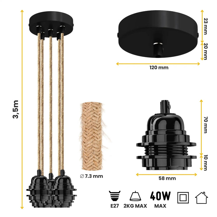 Suspensions luminaires 5 ampoules - HANG Matière naturelle